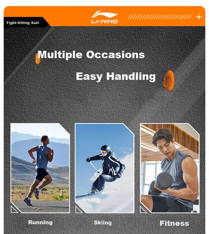 Li-Ning Running Sports Set, Quick-Dry Shirt, Tight-Fitting Top, Autumn And Winter Inner Layer, Breathable Training Wear, Base Layer, Basketball Uniform, Soccer Jersey, Fitness Wear 3