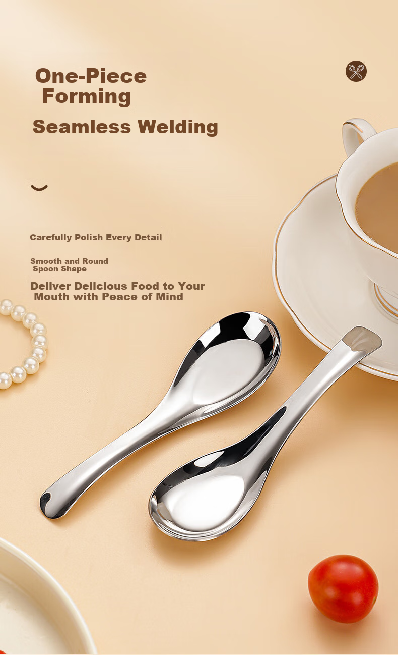 Guangyi 316L Stainless Steel Soup Spoon Thickened Large Flat Bottom Long Spoon Children's Tableware Panda GY1561 9