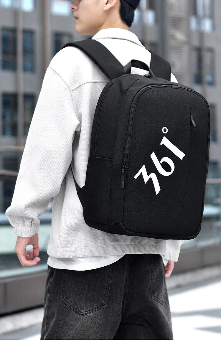 361° Backpack 2025 New Large Capacity School Bag Outdoor Sports Casual Laptop Bag Black 2