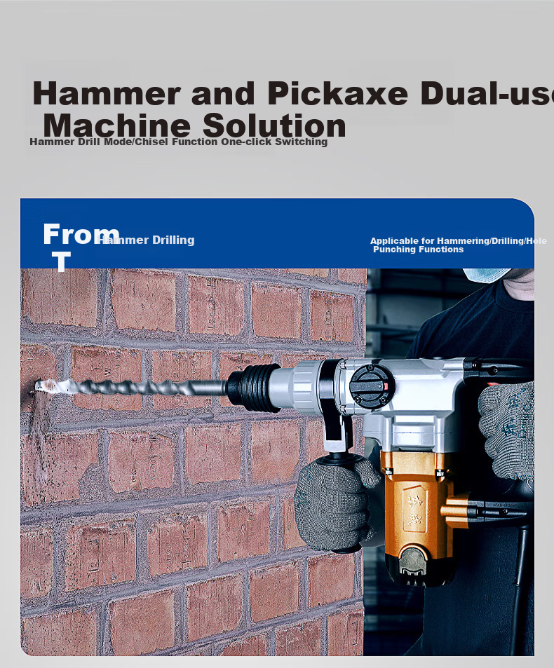 Dongcheng 1100W Rotary Hammer And Pick DZC1100-28 Impact Drill with Safety Clutch, Concrete Drill, Industrial Grade 8