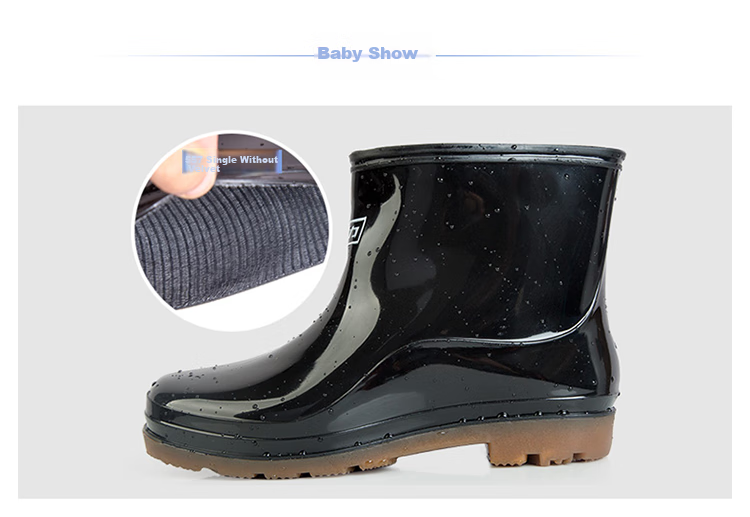 Huili Rain Boots for Men, Outdoor Waterproof Shoes, Fishing And Car Washing Non-Slip Beach Boots, Wear-Resistant Rubber Shoes, Size 57-1 Black, Size 41 6