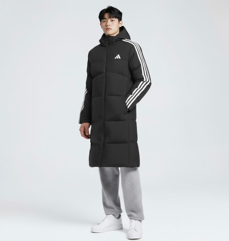 Adidas Men's Sports Style Series 3S L DOWN JKT Long Down Jacket KC2498 Black 2XL 3
