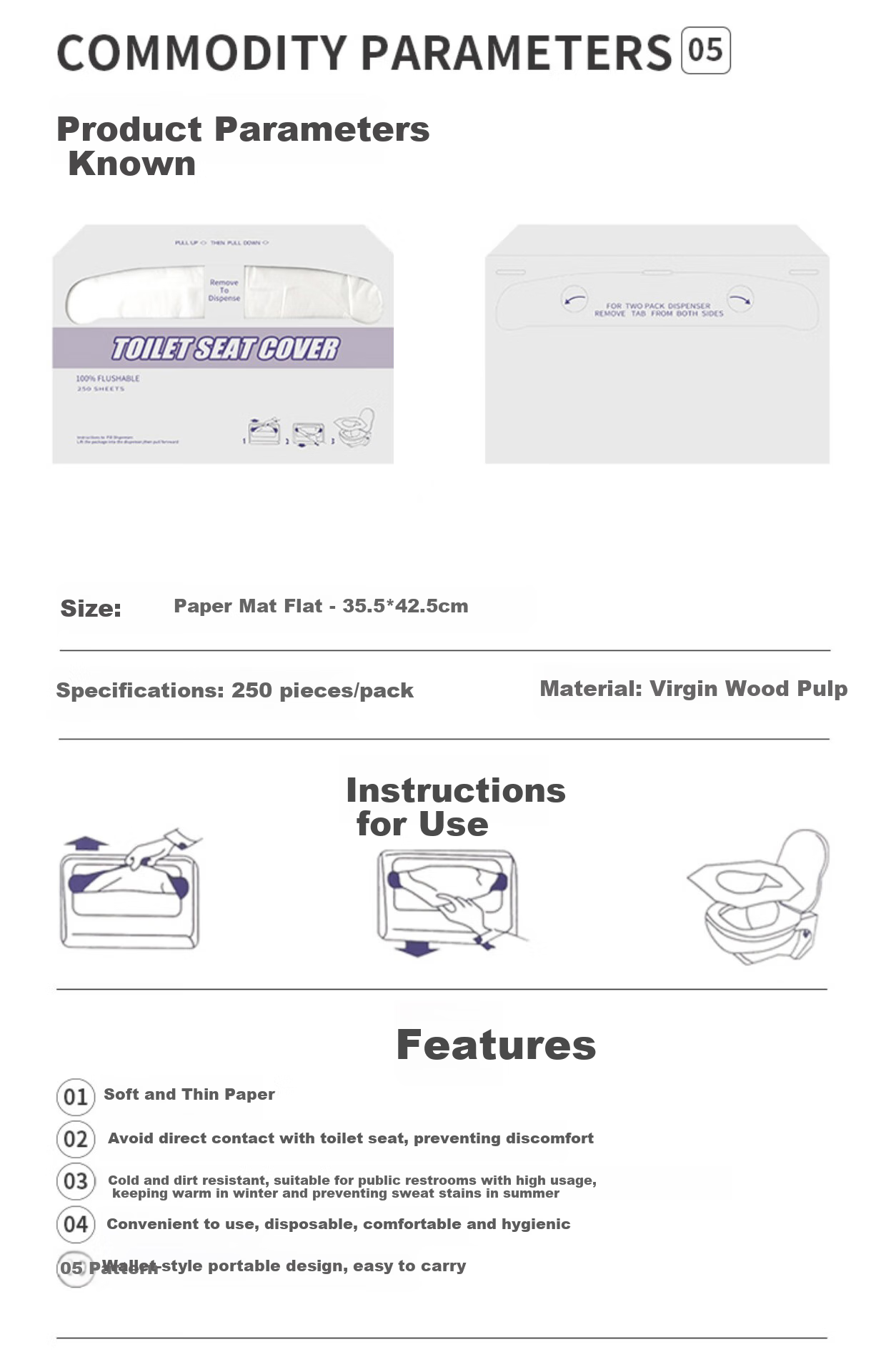 Xingfang Disposable Toilet Seat Covers, Soluble Water-Soluble Toilet Seat Pads for Postpartum Women, 250 Sheets 9