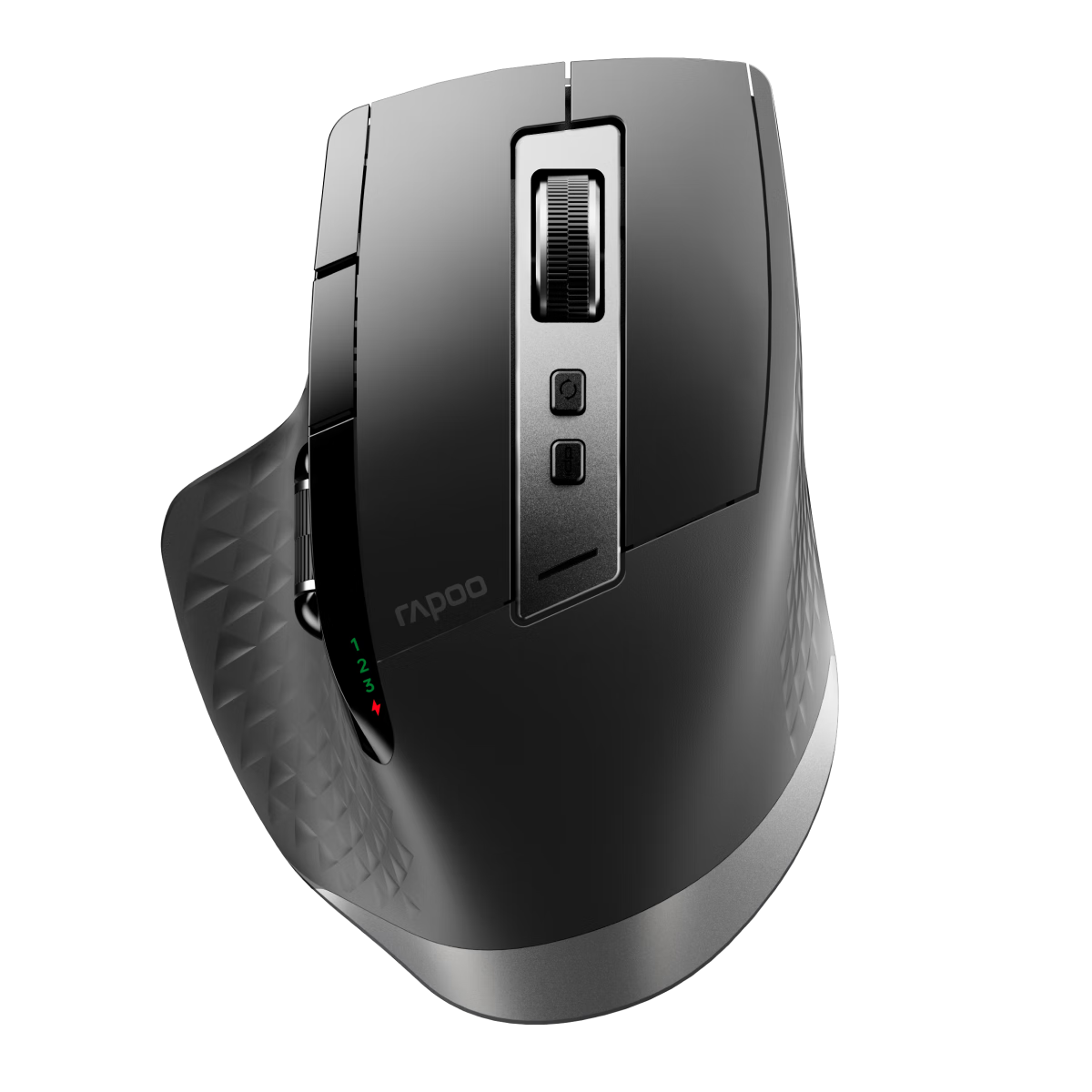 Rapoo MT750 Upgraded Large Hand Wireless/Bluetooth/Wired Multi-Mode Office Mouse Cross-Screen Transmission Ergonomic 5-Device Connection 10 Programmable Buttons Black
