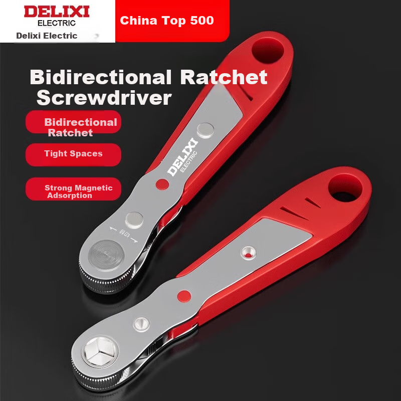 DELIXI Ratchet Screwdriver Set with Straight And Curved Heads, Right And Left-Handed, Phillips And Flat Screwdriver Bits
