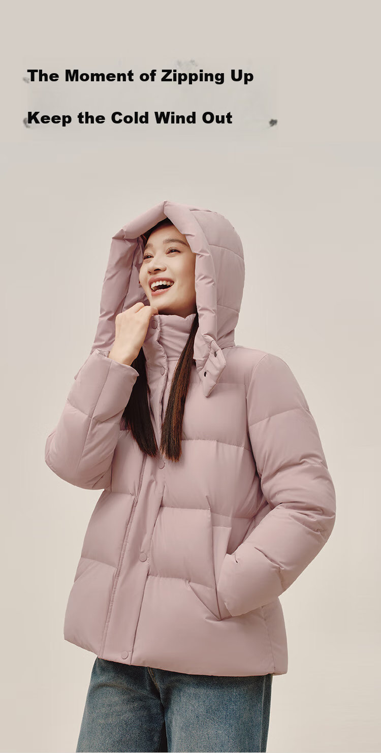 JD Original down Jacket for Women, 90% Duck Down, Puff Mid-Length Style, Fashionable Versatile, Winter New Thick Coat, Pure Gray, Size L 9