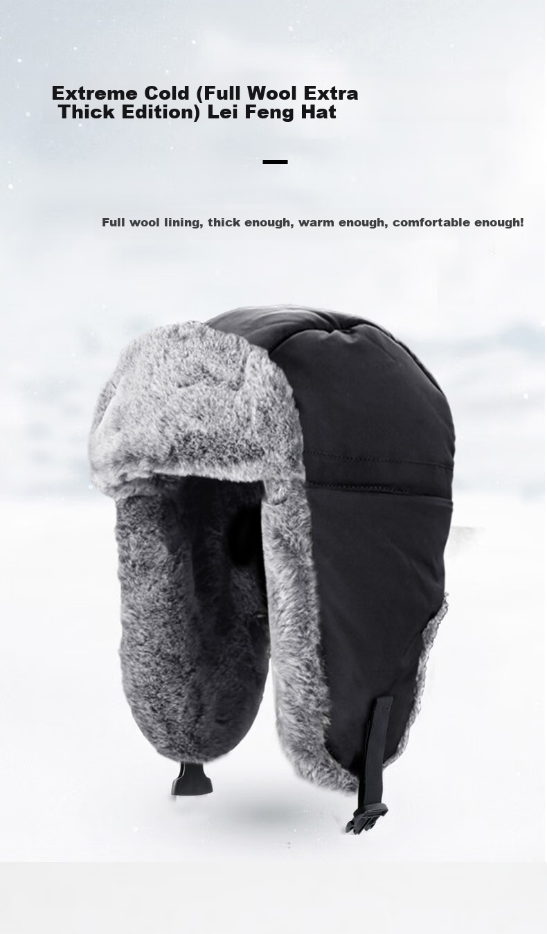 Zhanshuniao Winter Warm Beanie Hat for Men, Large Size Cold-Proof Windproof Ear Protection Cotton Hat for Cycling in Northeast China 2