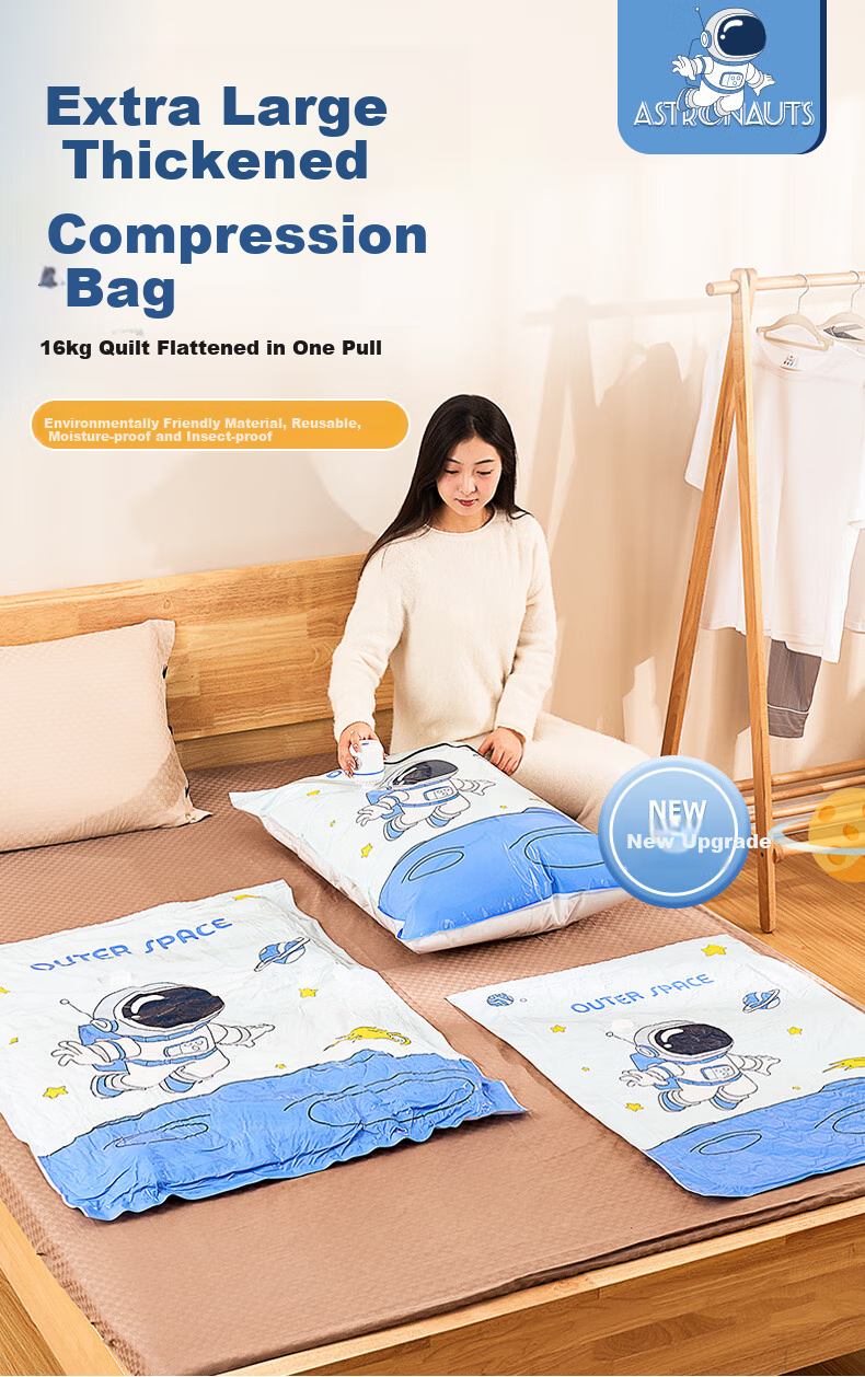Quanpinwu Vacuum Compression Storage Bags, Extra Large Size, for Clothes And Quilts, Specialized for Down Jackets, Extra Thick, 13-Piece Set, Electric Pump for Air Extractio 1