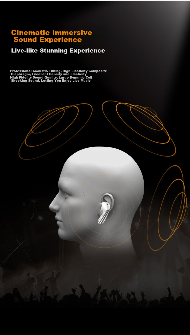Jingji Ultra-Long Battery Life Sports Running Fitness Sweat-Resistant Comfortable Long-Wear Non-Painful Open-Air AI Calling Noise-Cancelling Bluetooth Headphones, 2026 New Model Compatible with Apple Huawei Xiaomi 9