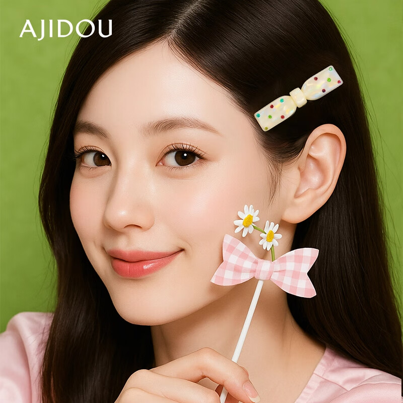 Aji Bean Rhinestone Side Hair Clip Women's Straight Bang Clip Front Fringe Cross Duckbill Hairpin Hairpin Goddess Festival