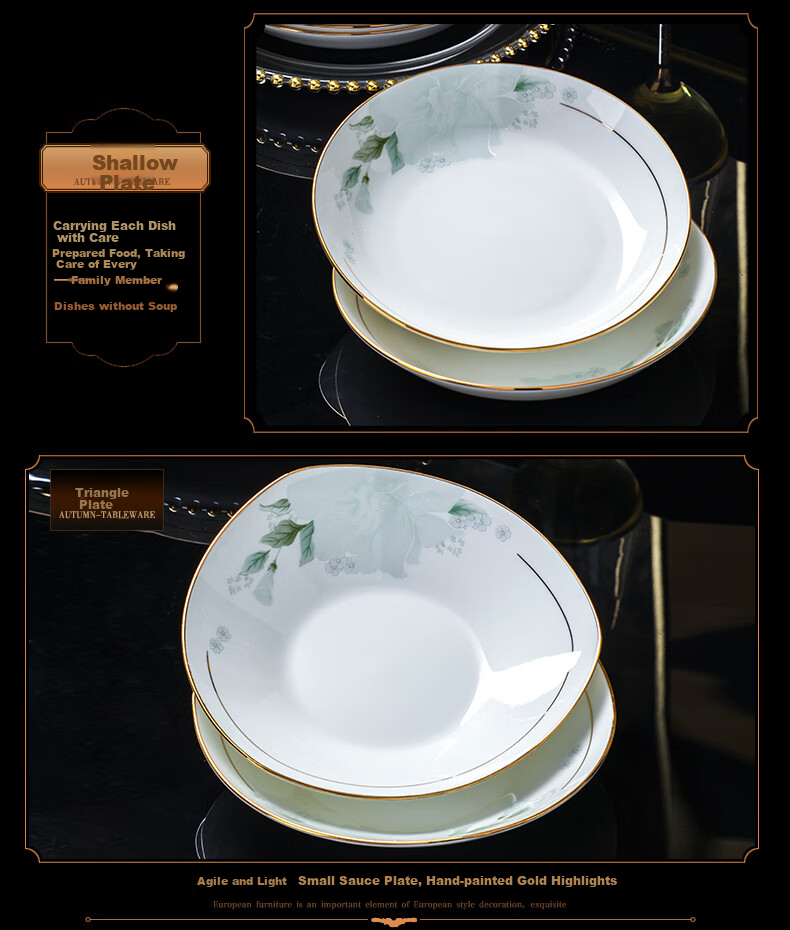 Yunzhihe Complete Set of Tableware Including Plates, Bowls And Chopsticks from Jingdezhen, Perfect for Housewarming Or Moving Gifts 13
