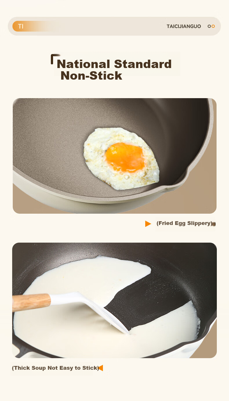 Bear Non-Stick Frying Pan with Titanium, Wear-Resistant, Enlarged Flat Bottom Pan for Steak And Eggs, Compatible with All Stoves, 28cm 4