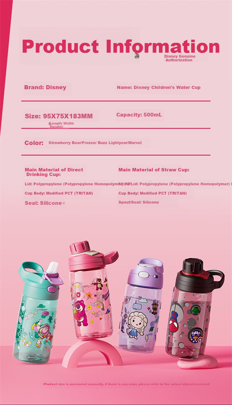 Dishini Straw Cup for Students And Children, Women's Summer Tritan Plastic Portable High-Temperature Resistant Water Bottle, 600mL, Stitch Desig 11