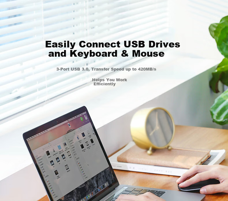 UGREEN Type-C to DP Docking Station, DP1.4 Interface Screen Mirroring Expansion Dock, 8K/4K/2K240Hz Adapter for Monitors, Mac Laptops Converter with Power Supply 3