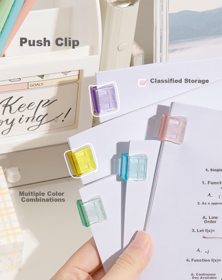 Sannianerban Push Clip, Transparent Refillable Small Clip, Stationery, Multi-Functional File Folder for Students, Push Clip for Exam Papers And Books, Storage Organizer, Office Supplies, Document Folder 1