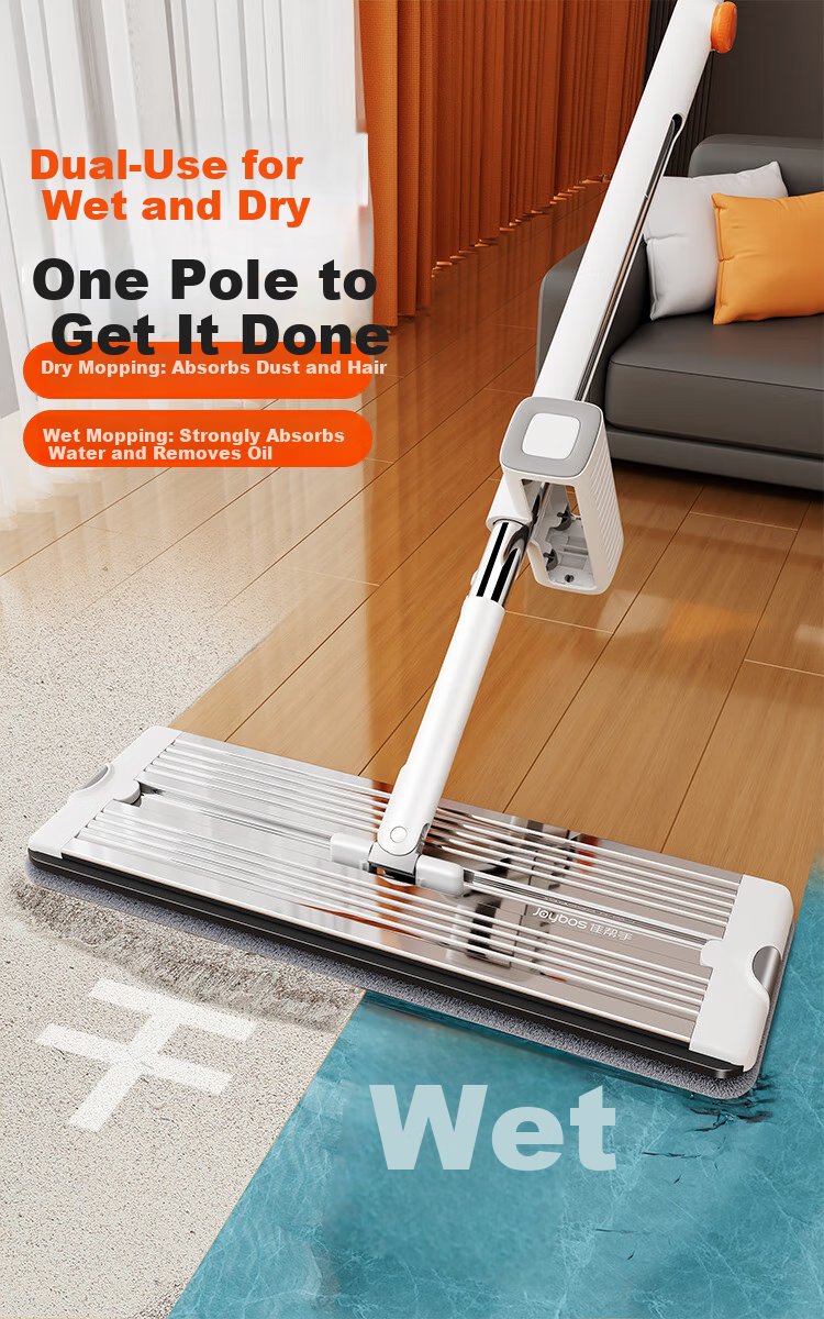 Jiabangshou Flat Mop, 40cm, 2 Cloth Pieces, Household All-In Mop, No Hand Washing Required, 2026 Floor Mop, Water Scraper Integrated Three-In Floor Cleaning 4