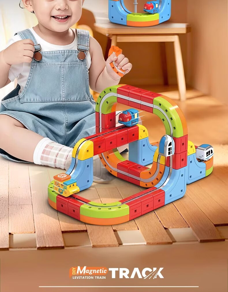 Miaobeile Magnetic Track Car Toy, Boys' Building Blocks, Small Train on Track, Anti-Gravity Magnetic Levitation Train, Children's Birthday Gift 2