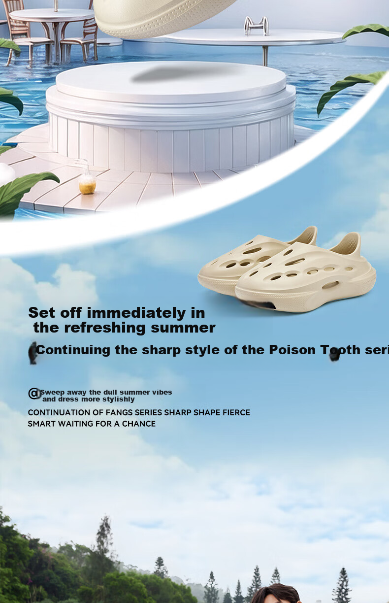 QIAODAN Crocs-Style Perforated Shoes for Men, Summer Breathable Soft Elastic Casual Sandals, Outdoor Beach Sports Slippers 3