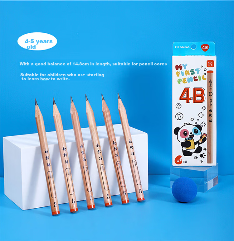 Zhonghua Thick Triangular Pencil for Preschool Handwriting Practice, Large Triangular Pencil for Posture Correction, Imported Xida Wood, Suitable for 6-7 Year Old Elementary School Students, Short Thick Grip for Easy Holding 11