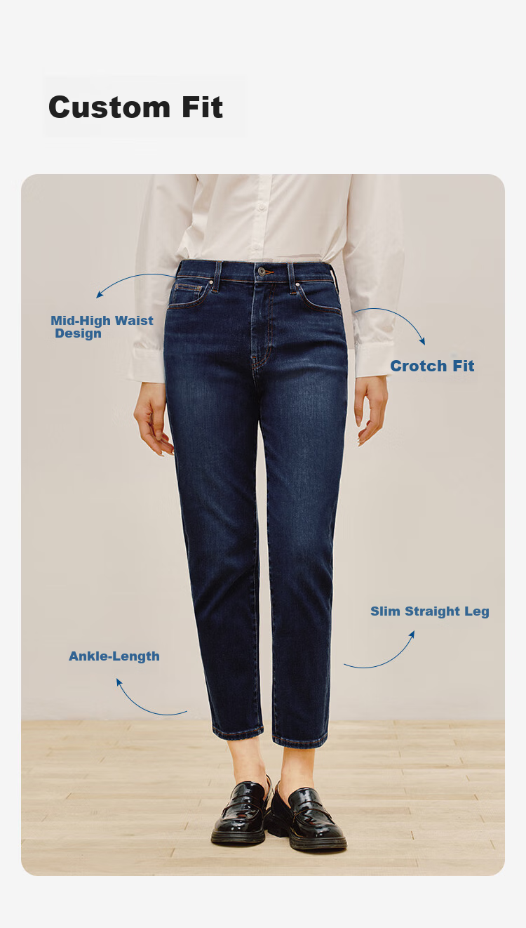 JD Original Jeans for Women, 2026 Spring New Style, Lycra Elastic Draping Slim-Fit Casual Pants, Medium Blue XS 4