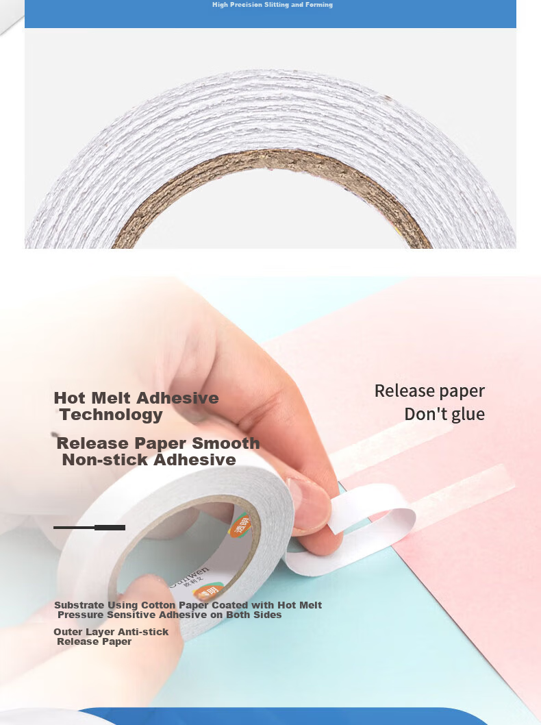 Ouliwen Strong Double-Sided Tape, High Adhesion, Nail-Free, Traceless, Transparent Cotton Paper, 10 Rolls, 18mm*10y, Wall Adhesive Fixation Sticker, Easy to Tear 7