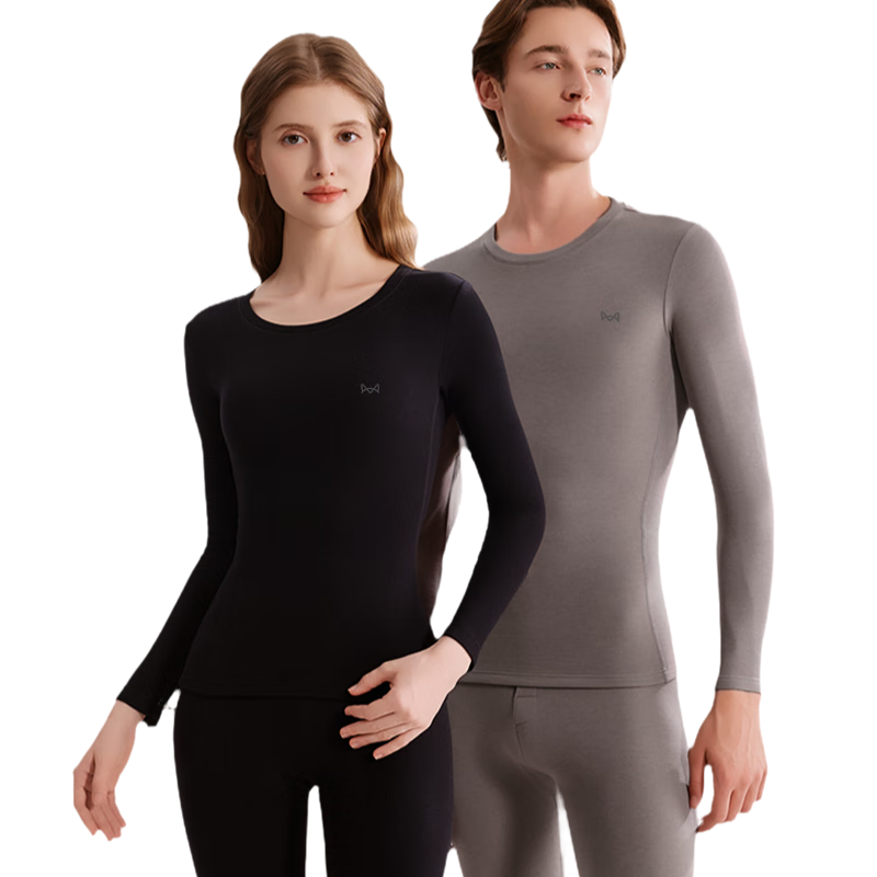 MiiOW Polyester Terylene Thermal Warm Skin Men's Thickened Acrylic Thermal Underwear Set Autumn Shirt and Pants