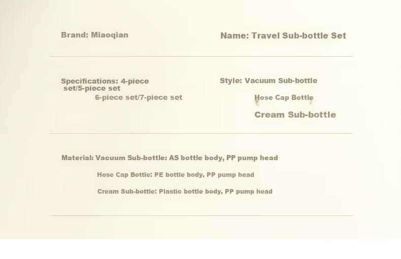 Miaoqian Vacuum Travel Bottles, Airline-Friendly Portable Set, Cosmetics Lotion Powder Foundation Liquid Bottle 6-Piece Set 15