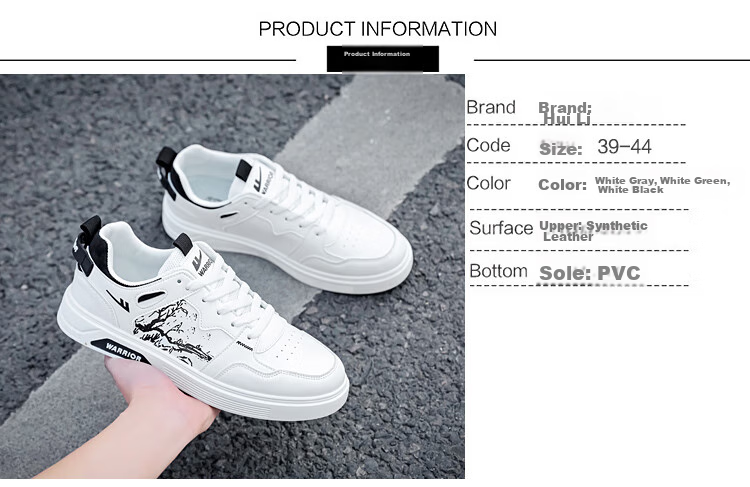 Warrior Men's Sneakers, National Trend Versatile Casual Shoes, Wear-Resistant Running Sports Shoes, WXP(WZ)-1626, White And Black, Size 40 2
