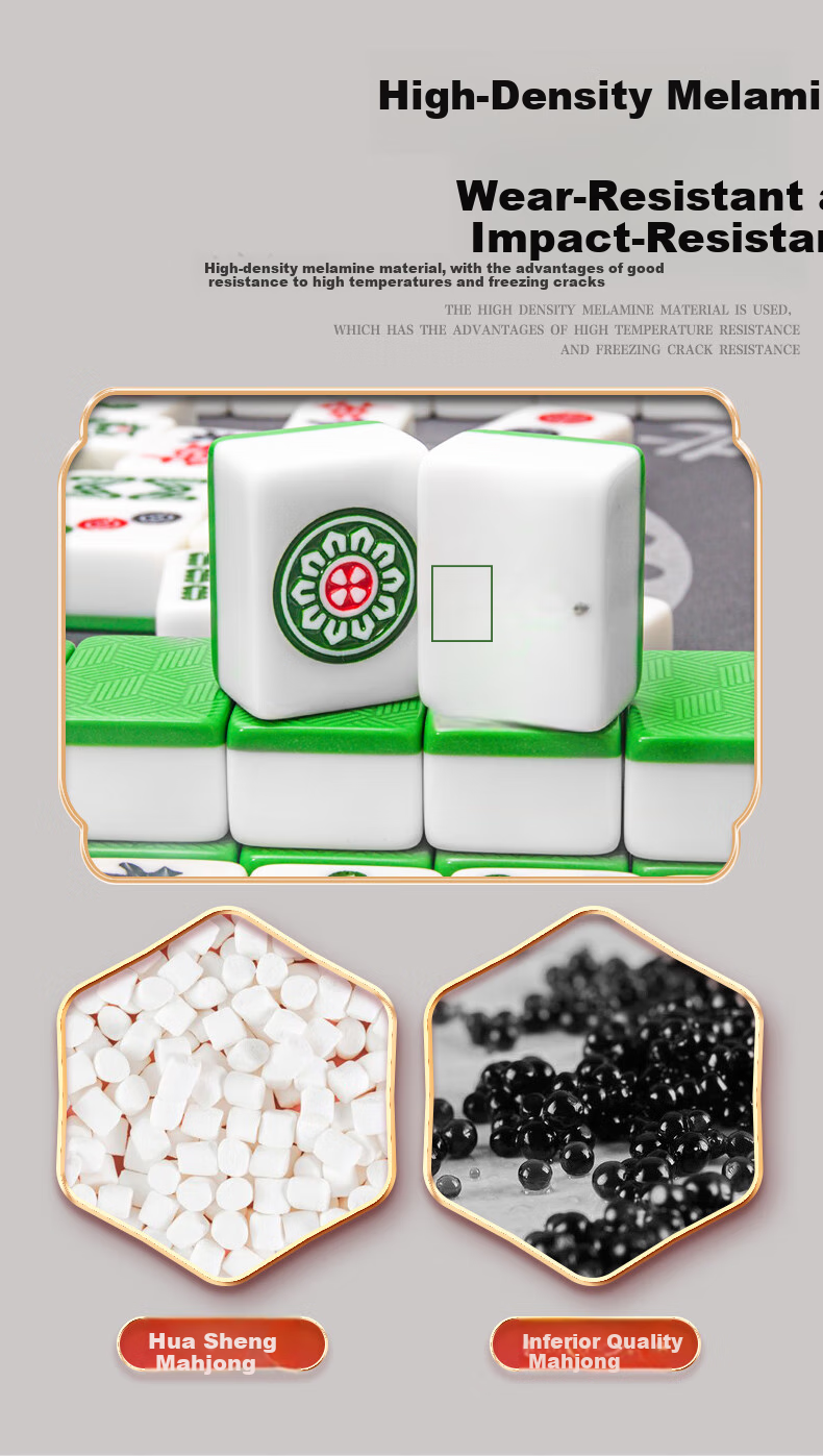 Huasheng Mahjong Tiles H-003 Sky Blue, 144 Pieces, First-Class Quality, Home Use, Hand-Rubbed Mahjong Tiles, 44mm, for Outdoor Camping And Travel 6