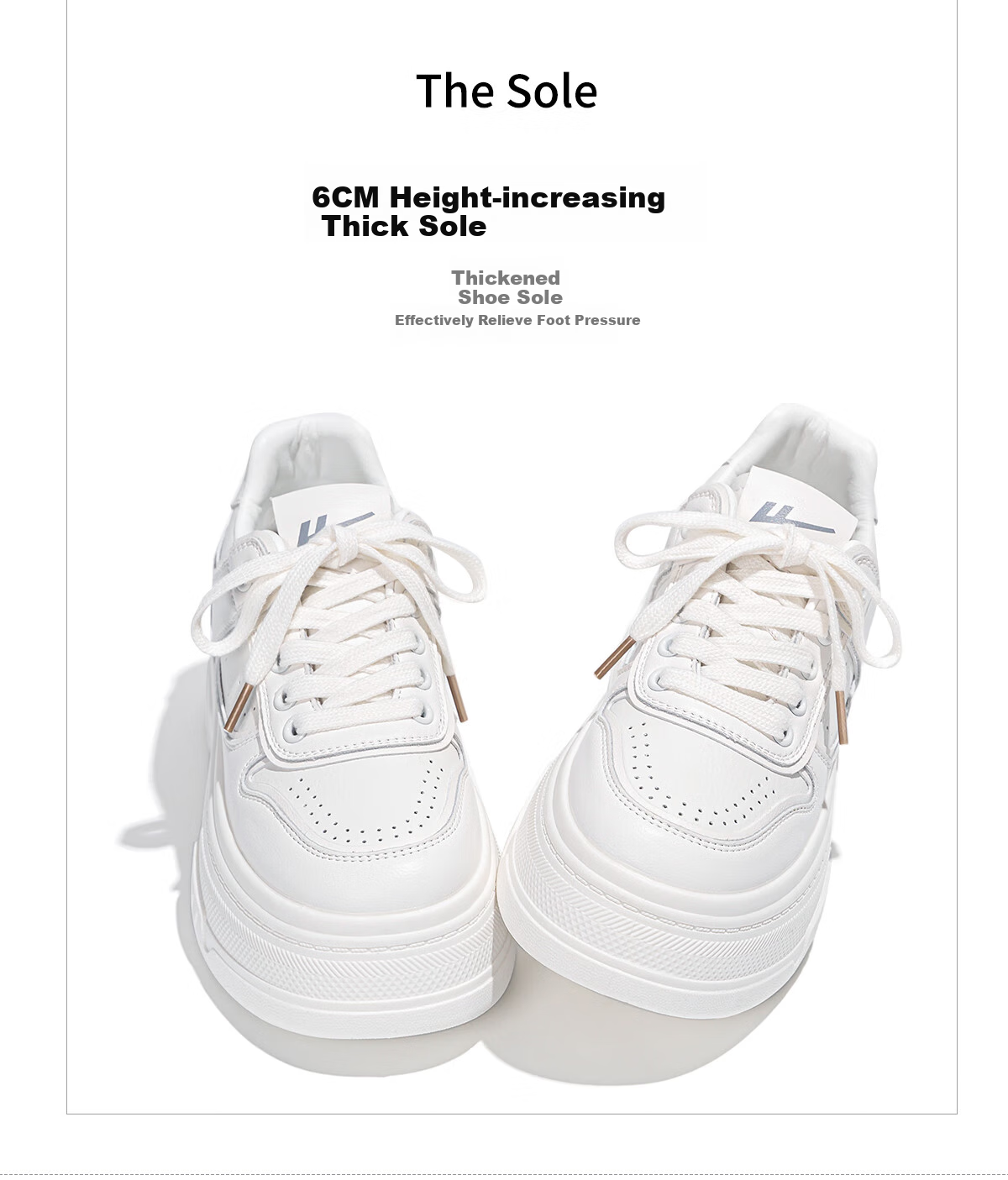 Huili Women's Shoes Spring Thick-Soled White Sneakers for Female Students, Versatile Height-Increasing Skateboard Shoes, Women's Sports Casual Shoes, White, Size 40 3