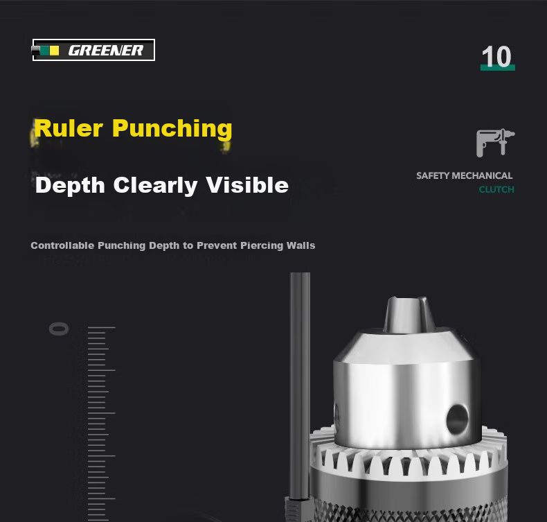 GREENER 710W Impact Drill, Electric Drill for Holes in Concrete, Household Electric Drill, Power Screwdriver, Wall Drilling, High-Power 21