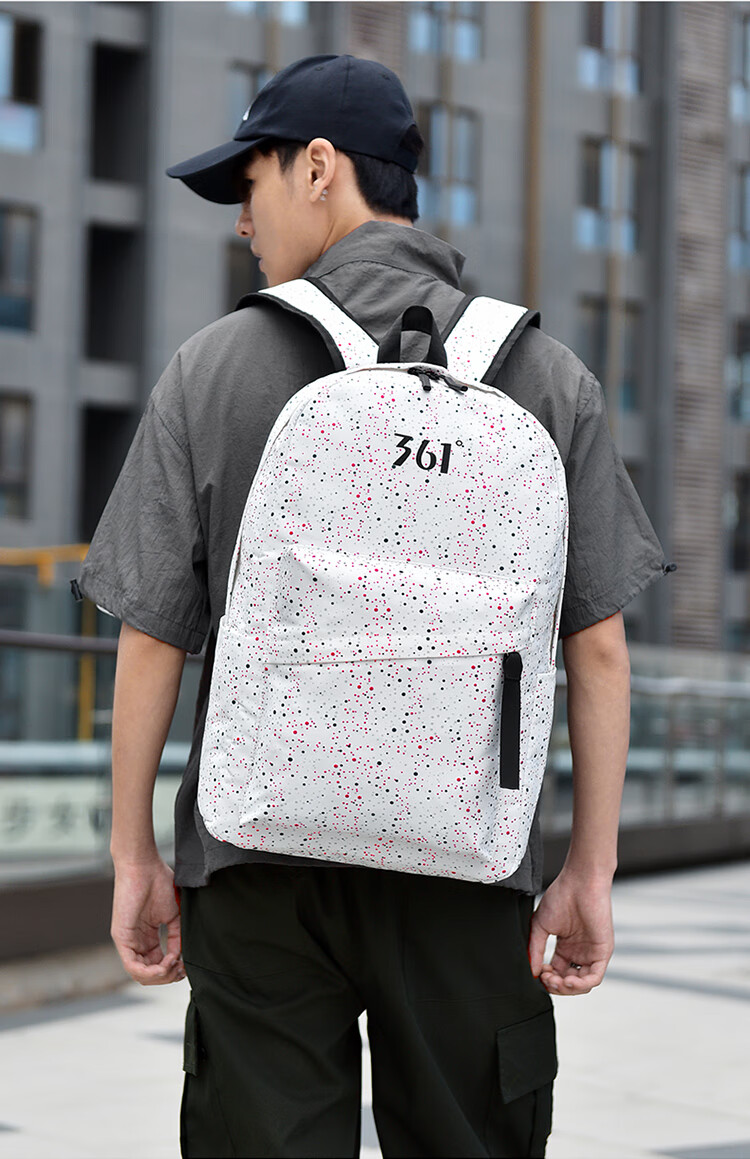 361° Backpack Double Shoulder Sports Large Capacity School Bag for High School and University Unisex Starry Sky White 2