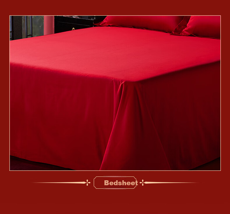 BEYOND Home Textiles Wedding Four-Piece Set, Pure Cotton, Wedding Red, 60-Count Long-Staple Cotton, Embroidered Wedding Bedding Set, Huayue, 1.8 Meters 11