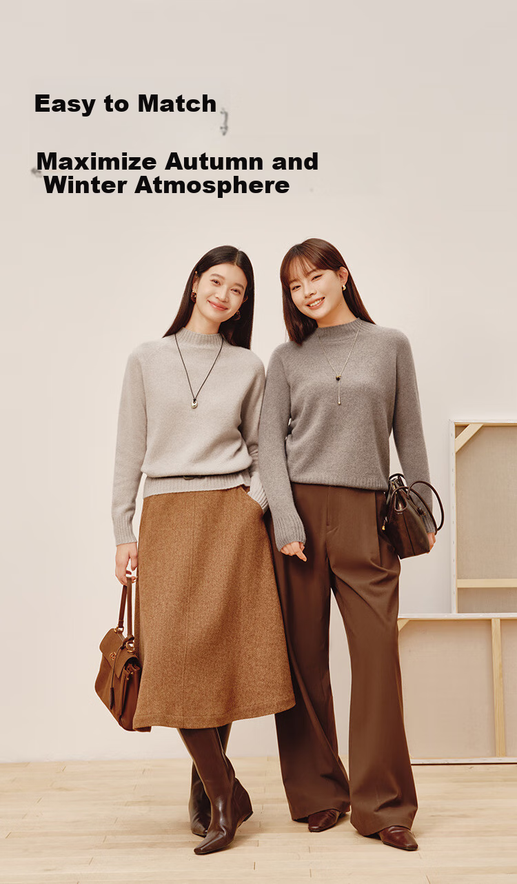 JD Jingzao Women's Cashmere Sweater High Neck 100% Cashmere Autumn Winter Thick Knit Vintage Red 2XL 10