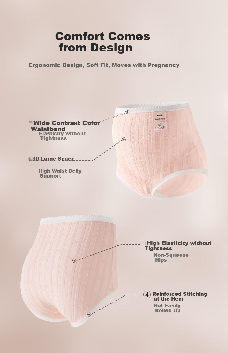 Aibaoshi Maternity Underwear, Pure Cotton, High-Waisted, Plus Size, Women's Panties, Antibacterial Crotch, XL Size, 3-Pack, M631 2