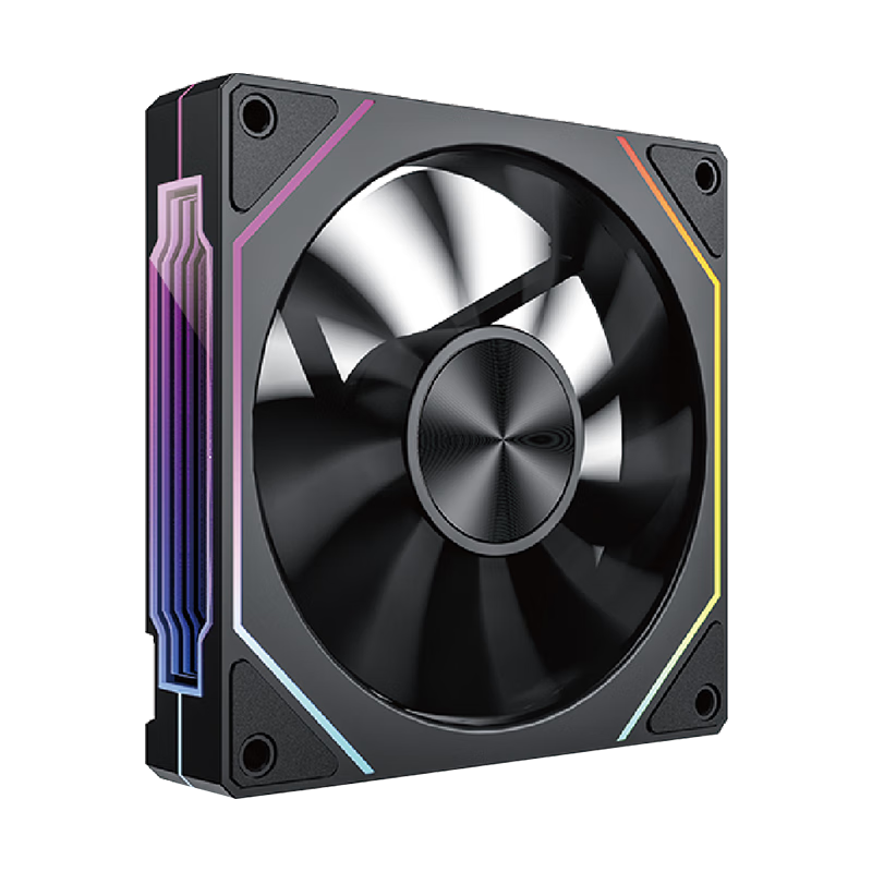 PowerTrain Prism 5 PRO Case Fan, 12CM Black Reverse Blade, ARGB Synchronized, Desktop Computer Cooling Fan, PWM Intelligent Speed Adjustment, Infinite Mirror Light Effects