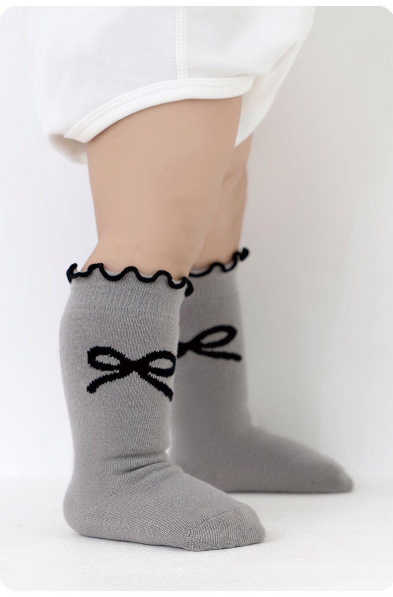 Growth Baby Socks Spring and Autumn Pure Cotton Seamless 0-3 Months Newborn Autumn Lace Cuff Non-Restrictive Long Tube Socks 2