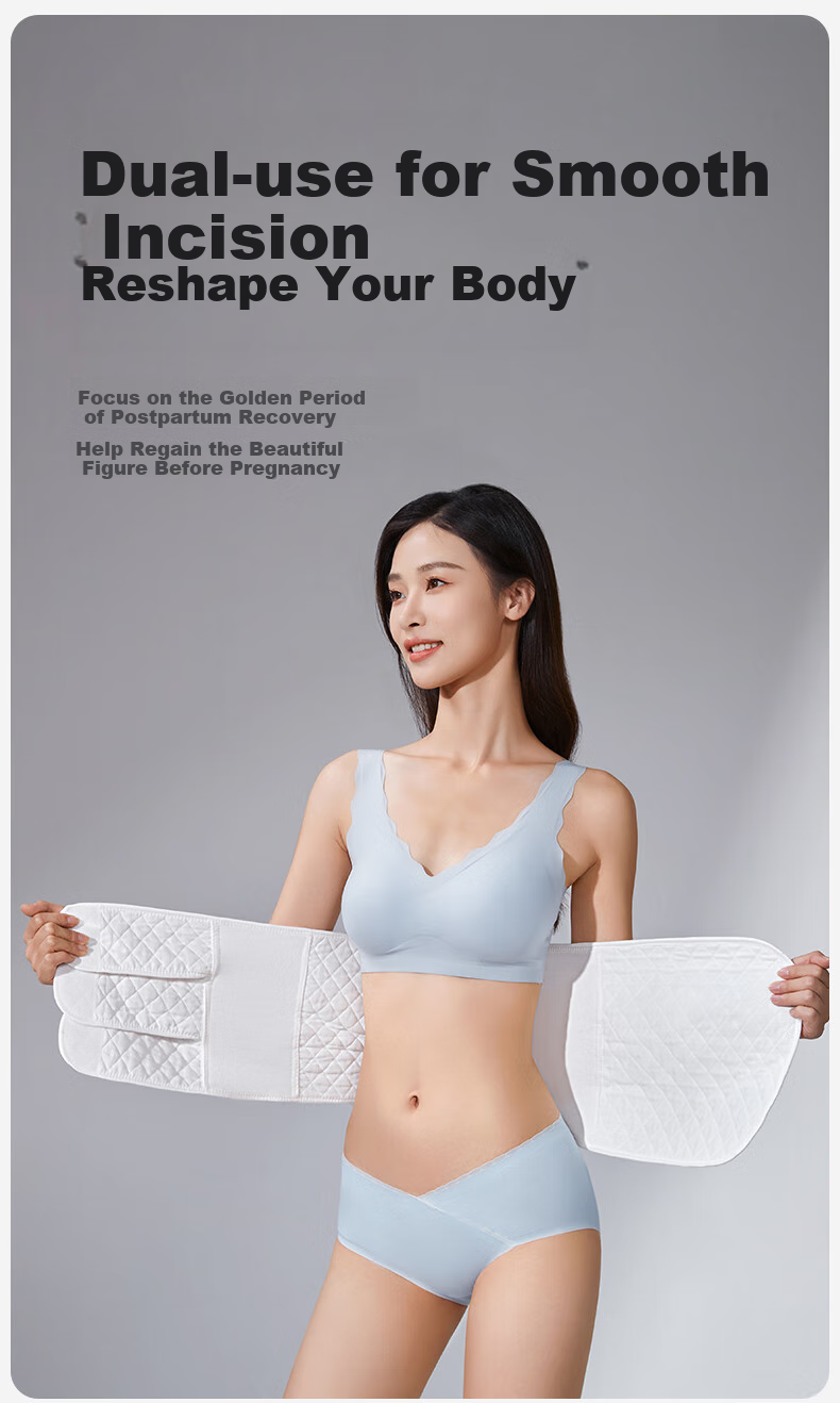 Shiyuejiejing Postpartum Belly Wrap, Maternity Shaping Belt for C-Section And Natural Delivery, Universal Gauze Bandage, Basic White Style, Size M 9