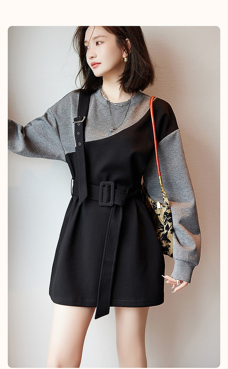 Dme Modern Colorblock Sweatshirt Autumn Crewneck Casual Long Sleeve Straight Sweatshirt for Women 2