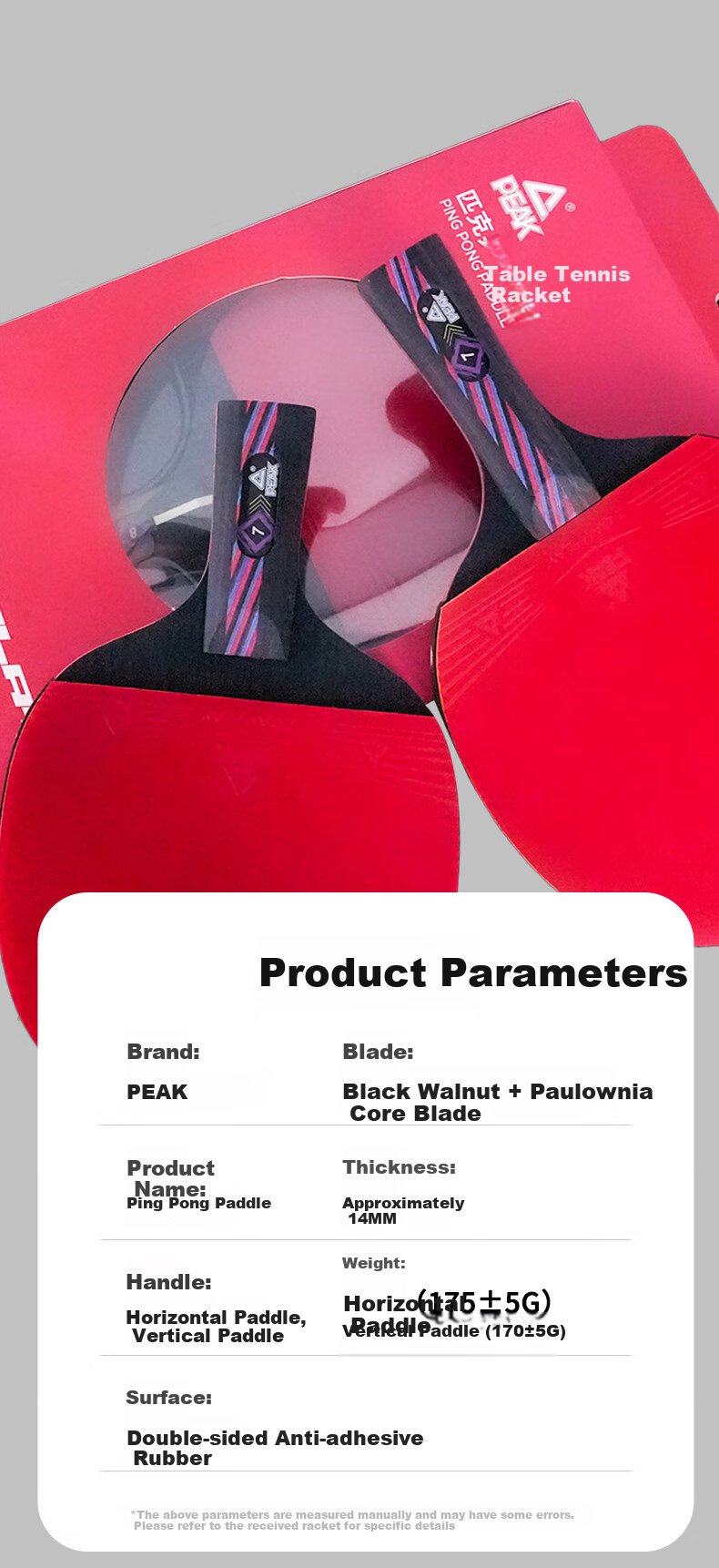 PEAK Table Tennis Racket Professional Adult And Student Competition Training Short Handle Single Racket Q7 Straight Handle 7