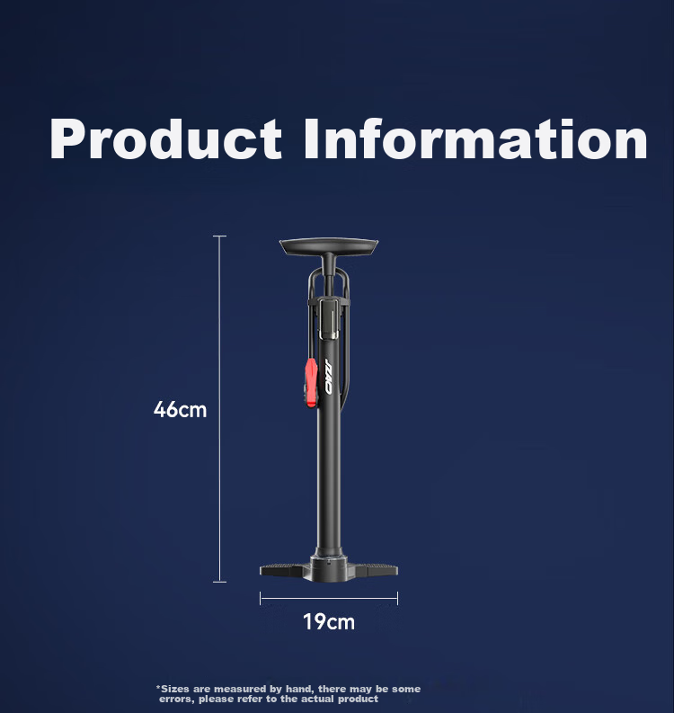 JD Original 120PSI Mini High-Pressure Air Pump, Bicycle Balloon Inflator, Universal English/American/French Valve, Yellow with Stand 9