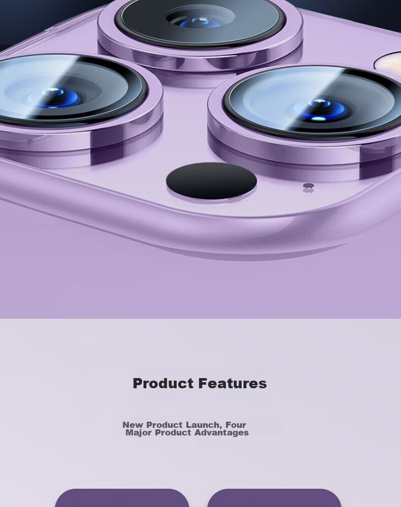 ESCASE IPhone 14 Pro Max Camera Lens Protector, IPhone 14 Pro Tempered Glass Film, Metal Rear Camera Anti-Drop Film, Detachable Single Ring, High-Definition Sapphire Wear-Resistant Eagle Eye Silver Color 2