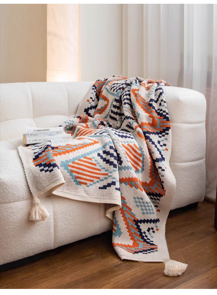 Wuyinliangpin Knitted Blanket, All-Season Throw, Office Air Conditioning Blanket, Children's Nap Throw, Small Quilt for Afternoon Rest, 110x130cm 2