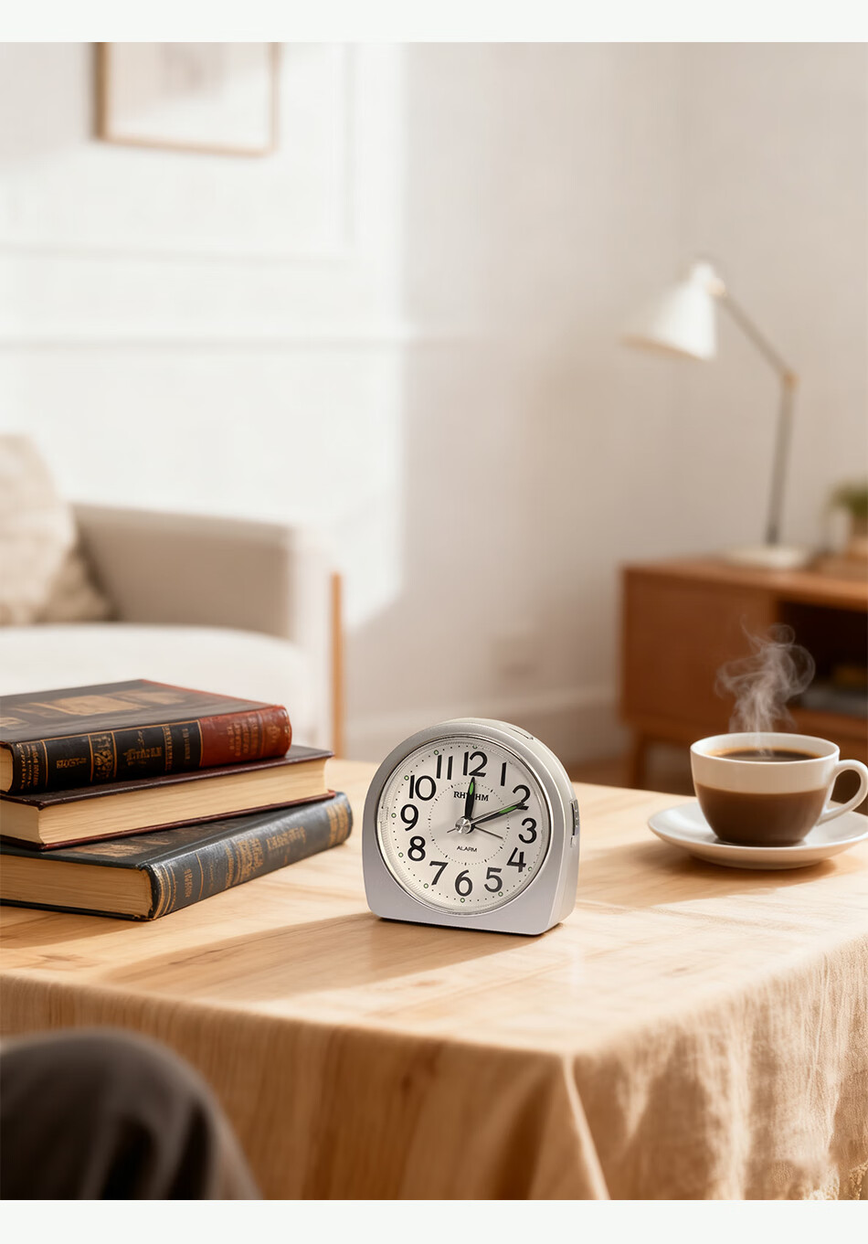 RHYTHM Cute Student Night Light Alarm Clock for High School, Middle School, and Elementary Students, Simple and Practical Wake-Up Device, Loud Alarm for Boys, Back to School Season 14