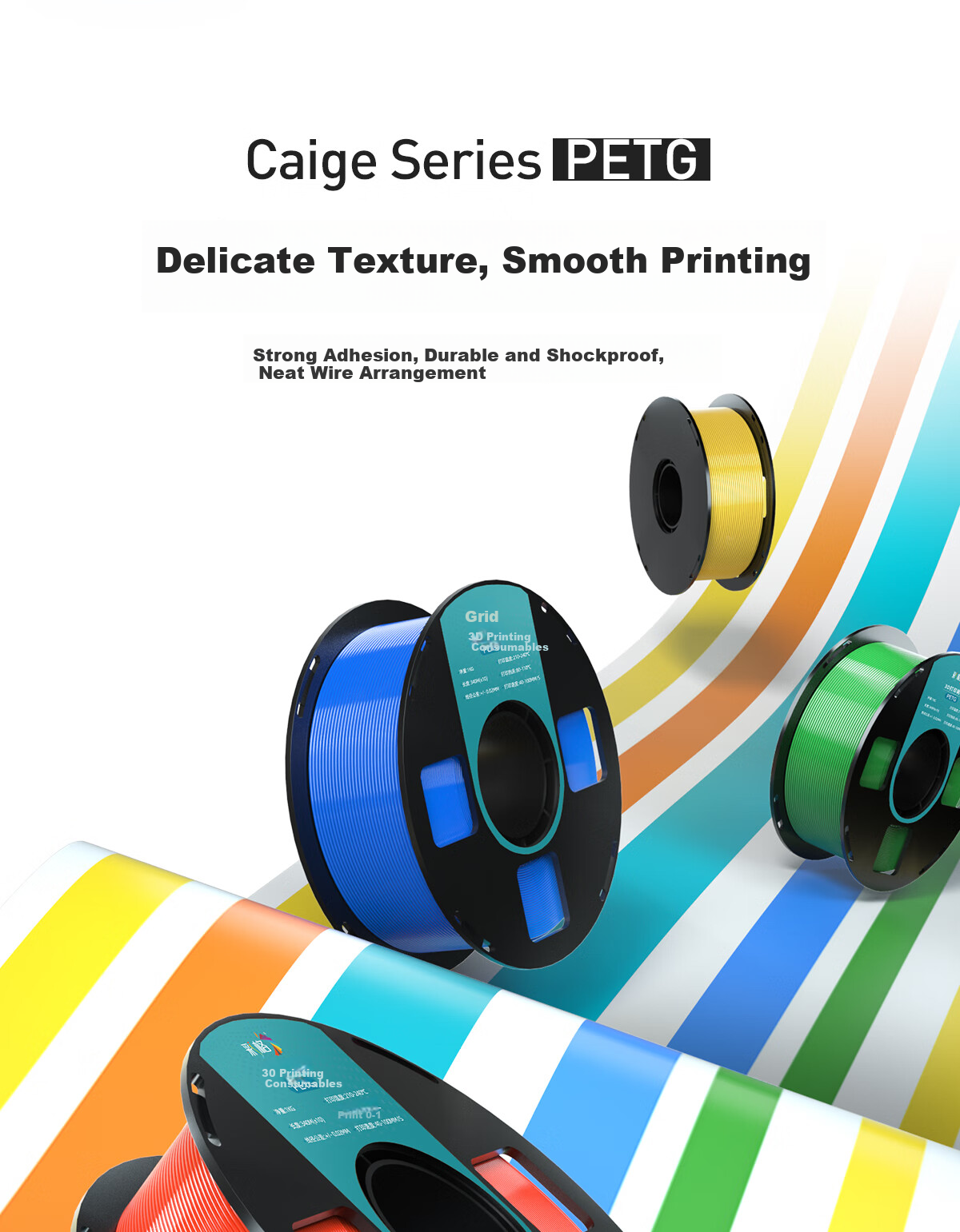 Caige 3D Printing Filament PETG 1.75mm Silver 1kg Compatible with Tazhu, Creality, Elegoo, Zongwei Cube, Aurora Erwo 3D Printers 1