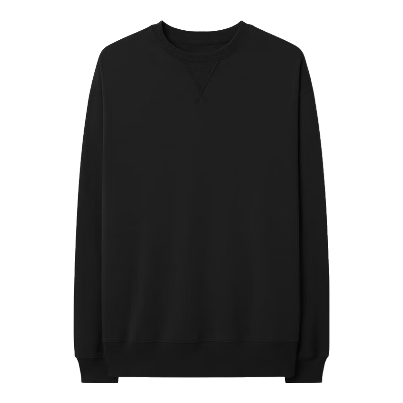 MARKLESS Men's Cotton Sweatshirt, Spring Season, 100% Cotton, Casual Round Neck Top, Inner Layer Pullover, 0434 Starry Black, XL