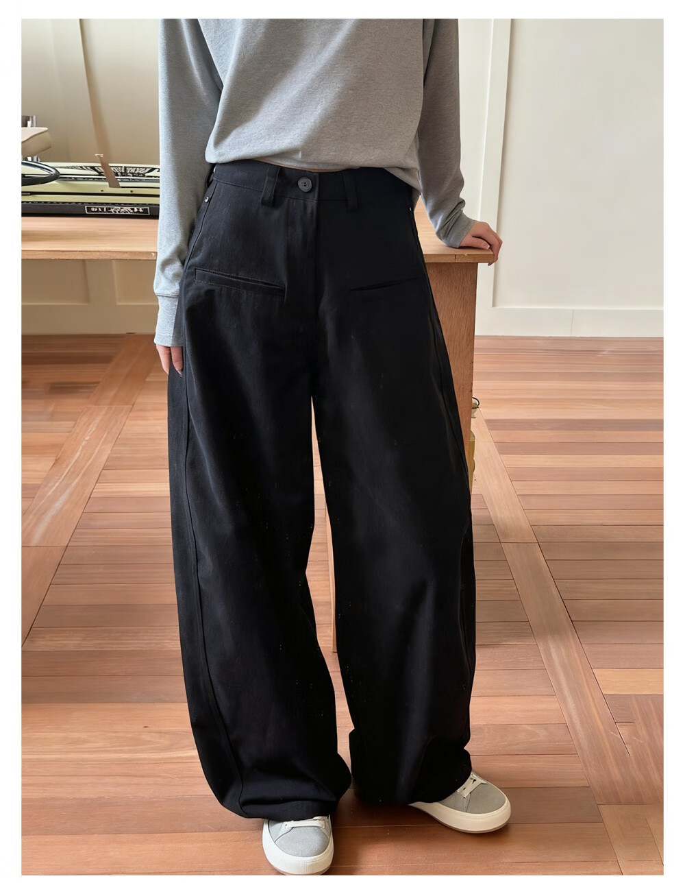 ICH MODE "Body Sculpting" Solid Color Loose Casual Pants 2026 New Versatile Curved Pants White M 9