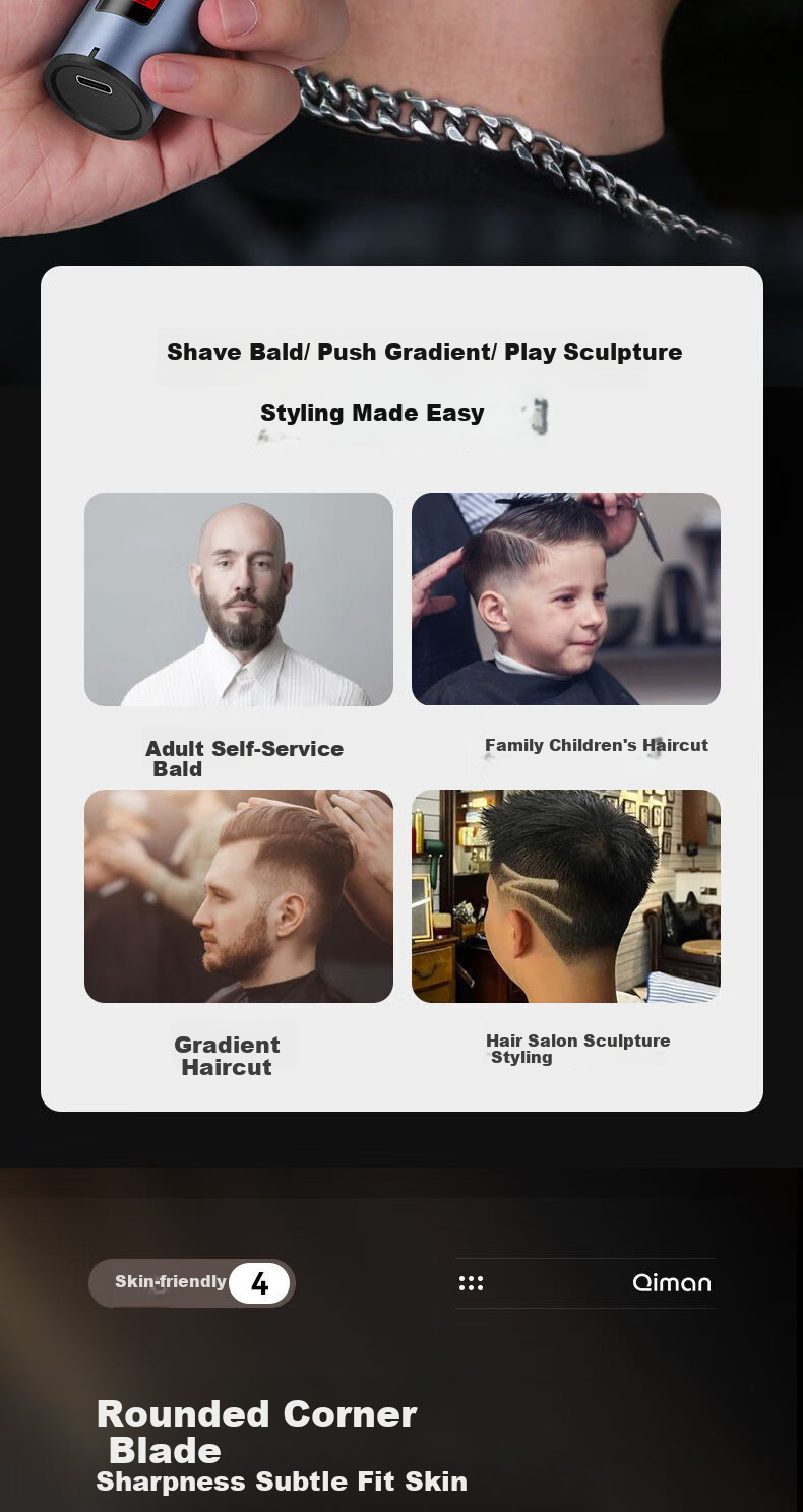 Qiman Hair Clipper, Haircutting Tool, Self-Use Hair Trimmer for Home, Adult And Children's Use, Baby Hair Shaver, Men's Special Electric Hair Clipper, Haircutting Tool, Gift for Father 8