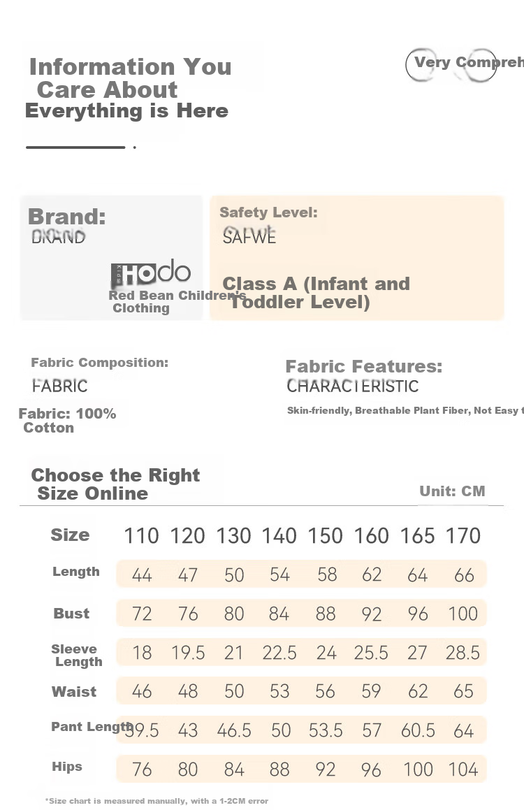 Hodo Children's Pajamas, Pure Cotton Short-Sleeve Shorts, Home Wear Set, Boys And Girls Baby Air Conditioning Clothes J3337 165 3