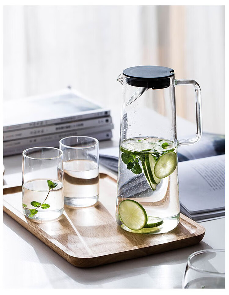 Quanshi High Borosilicate Heat-Resistant Glass Household Hot and Cold Water Kettle 1.6L Commercial Refrigerator Cold Drink and Herbal Tea Pot 13